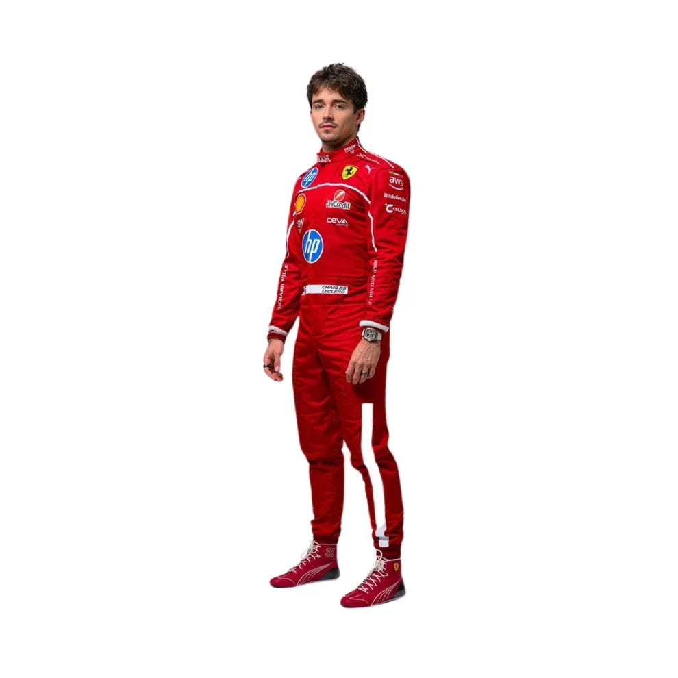 2025 F1 Racing Costume Worn by Charles Leclerc & Lewis Hamilton Ferrari | Speedy Racewear