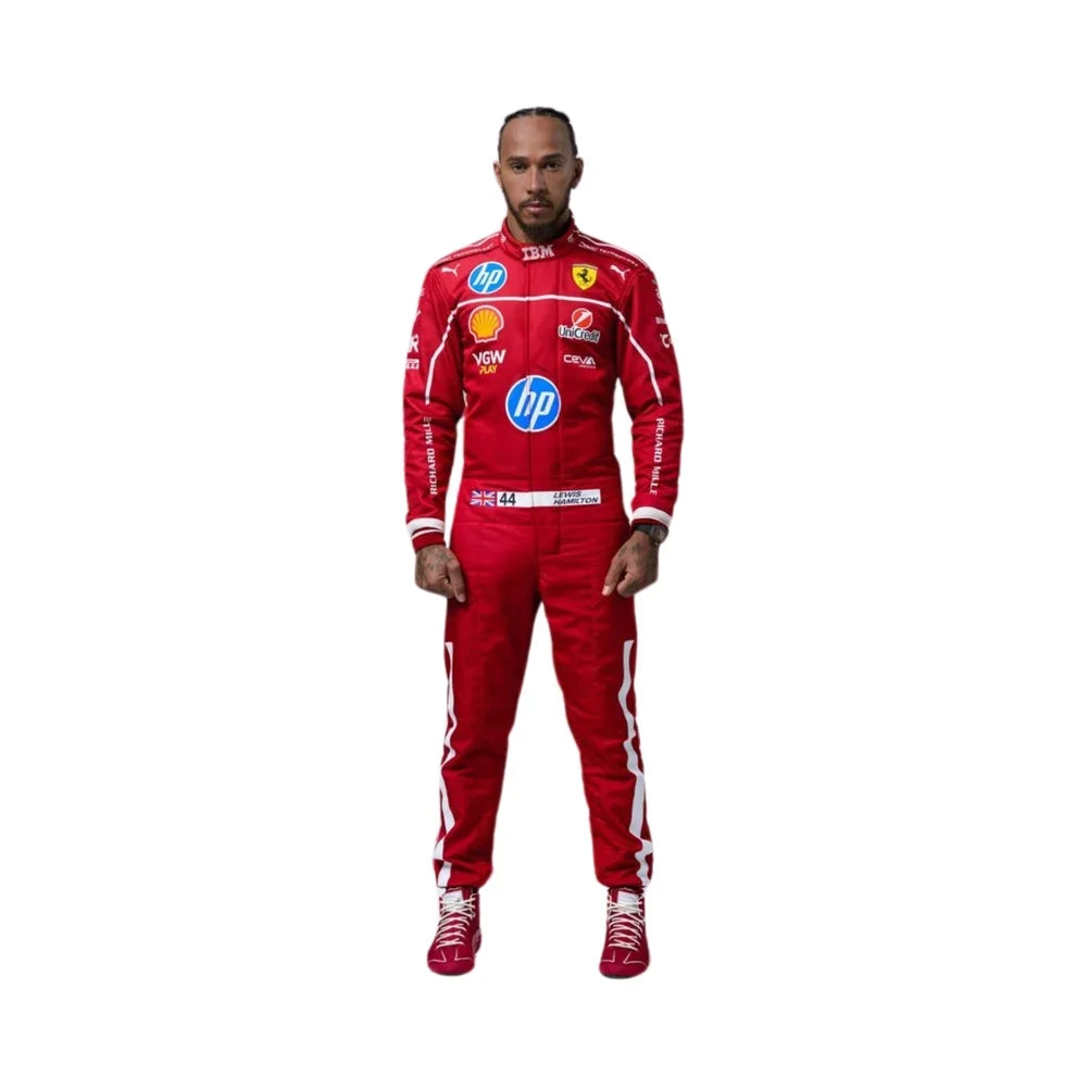 2025 F1 Racing Costume Worn by Charles Leclerc & Lewis Hamilton Ferrari | Speedy Racewear