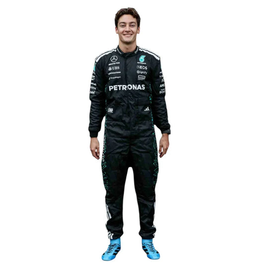 George Russell 2025 Mercedes F1 Inspired Race Suit  black | Speedy Racewear